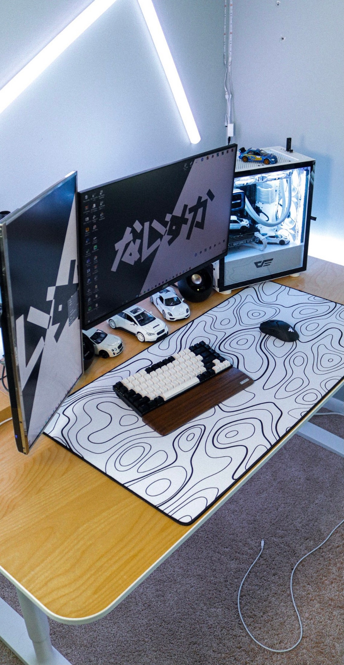 Topographic Large Gaming Mousepad Topo White Etsy