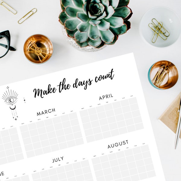 Printable Yearly Planner, Open Dated Yearly Scheduler, Yearly Overview, Stylish Planner, Instant Download PDF