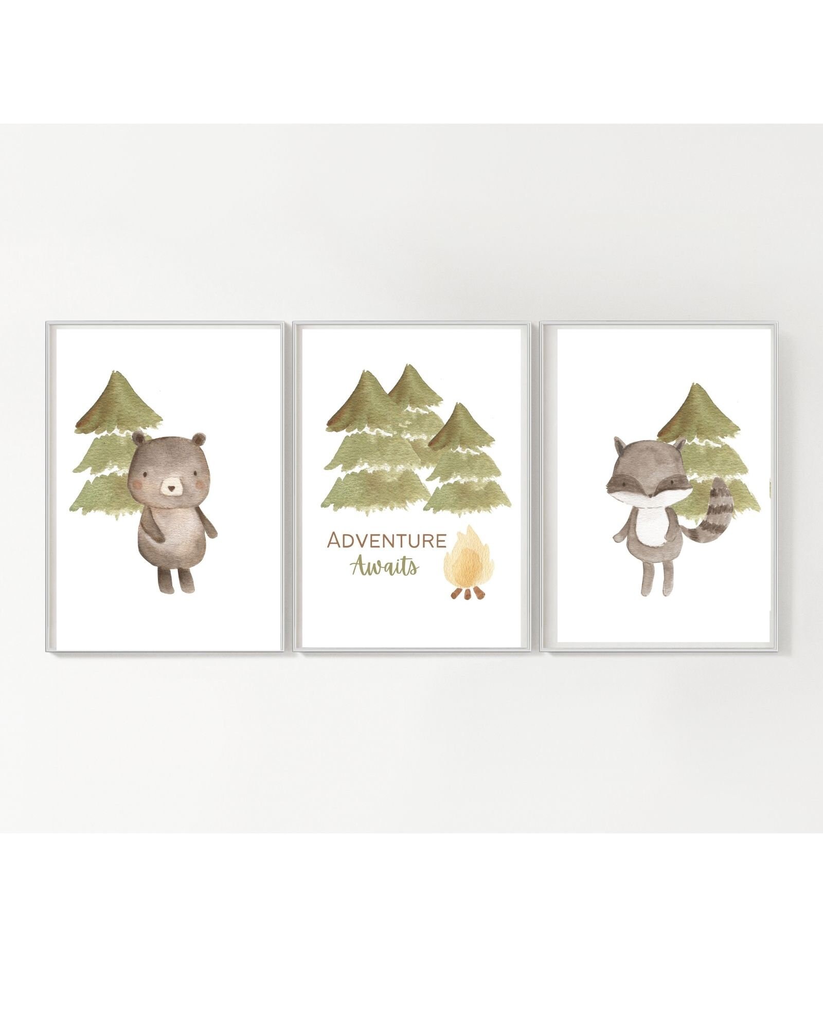 Set of 3 Woodland Wall Art PRINTABLE Kids Room Nursery Etsy UK