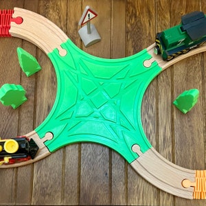 4-Way Track for Wooden Train Sets - Compatible with BRIO and Others