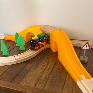 Large 2-Piece Bridge for Wooden Train Sets - Compatible with BRIO and Others