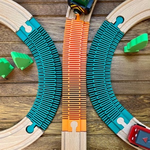 Flexible Track for Wooden Train Sets - Compatible with BRIO and Others - Pack of 3