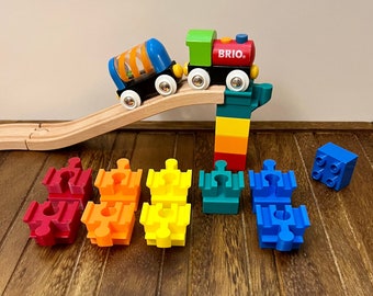 Wooden Train Track to Duplo Adapter - 10 Pack