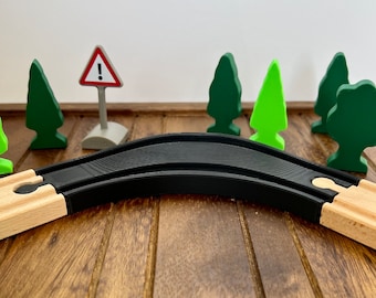 Banked 90 Degree Corner Track for Wooden Train Sets - Compatible with BRIO and Others