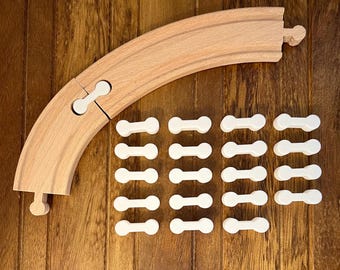 Dog-Bone Connector for Wooden Train Sets - Compatible with BRIO and Others - 20 Pack