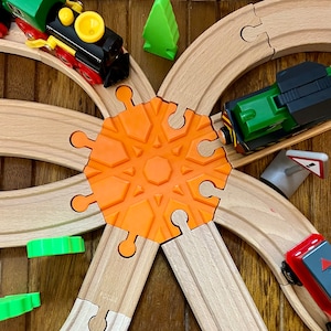 8-Way Intersection for Wooden Train Sets - Compatible with BRIO and Others