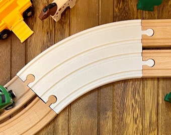 Vía de doble curva para trenes de madera: compatible con BRIO y otros.