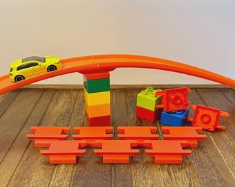 Adaptateurs piste de voiture vers bloc de construction - Compatible avec Hot Wheels et Duplo - Paquet de 10