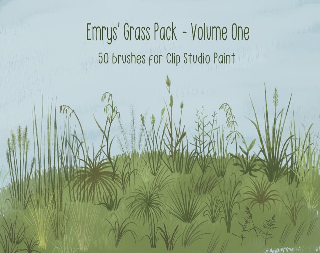 50 Grass Brushes for Clip Studio Paint, CSP Brushes, Digital Paint