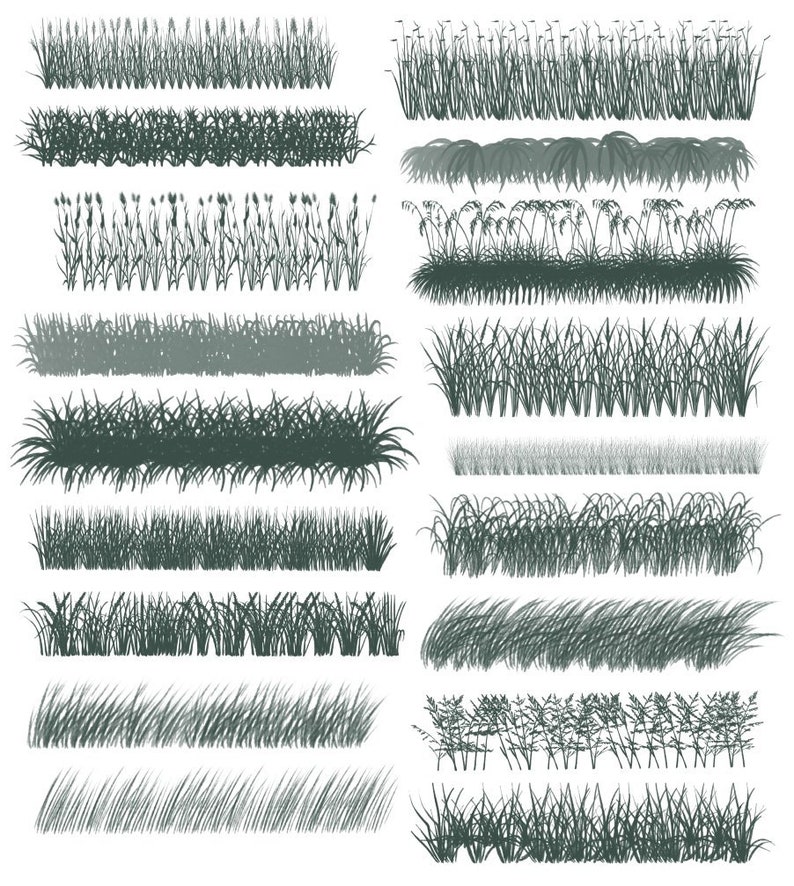 50 Grass Brushes for Clip Studio Paint, CSP Brushes, Digital Paint