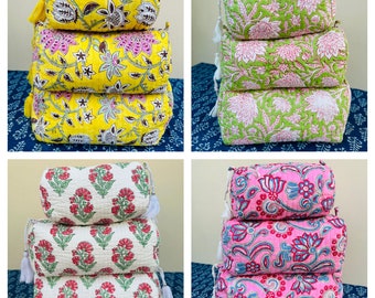 Indian Makeup Bag Handmade Pouch Bag,Toiletry Bag,Organizer Bohemian Bag Block Print Toiletry Bags, Cosmetic Bag Travel,Cotton Cosmetic Bag