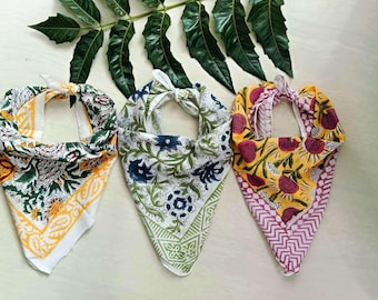 Organic Cotton Bandana Block Printed Bandana Scarf Neckerchief Cotton Neck Scarf Women  Winter Scarf, Unique Design, Bohemian Bandana
