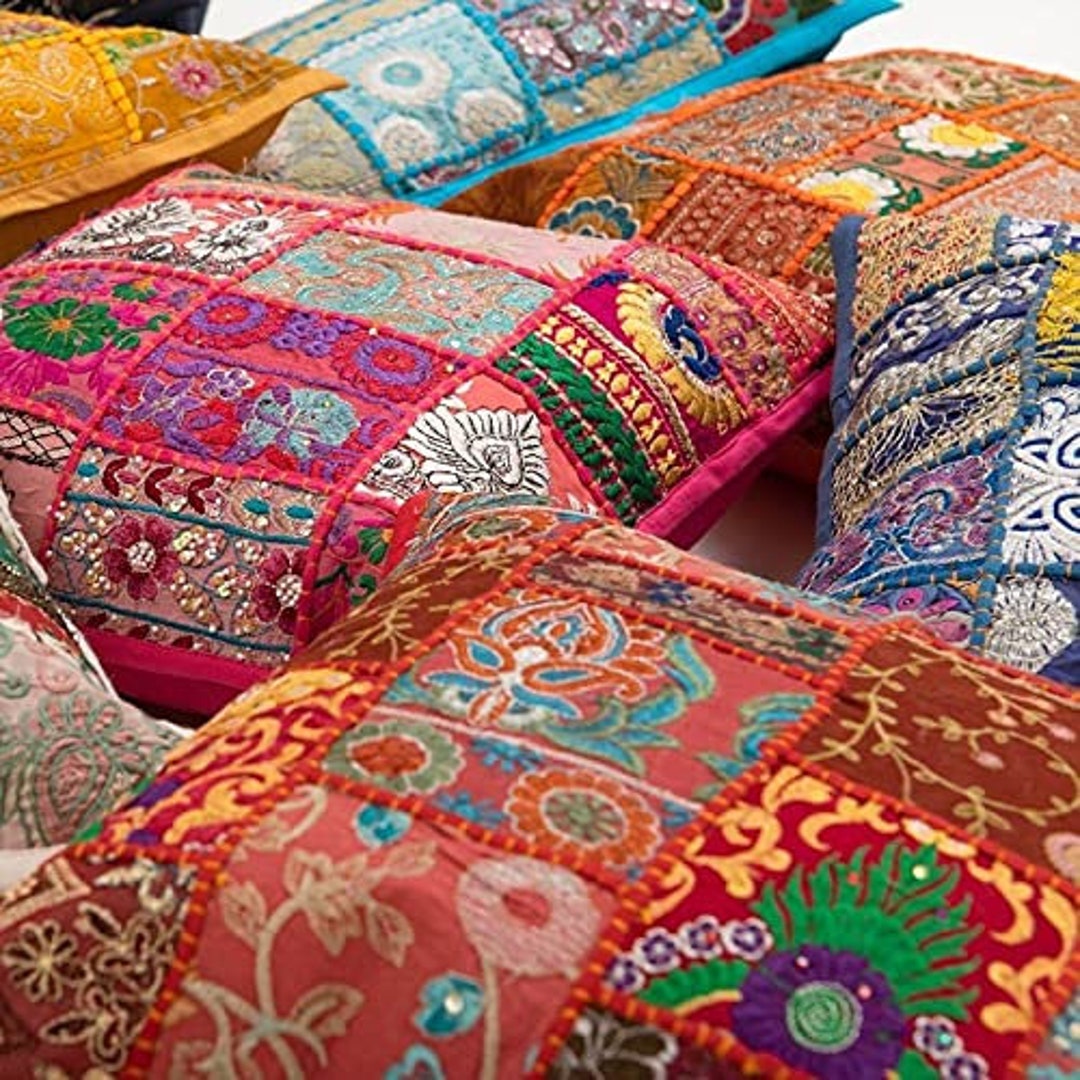 Bohemian Cushion Indian Pillow Colorful, Decorative Pillow Case Boho