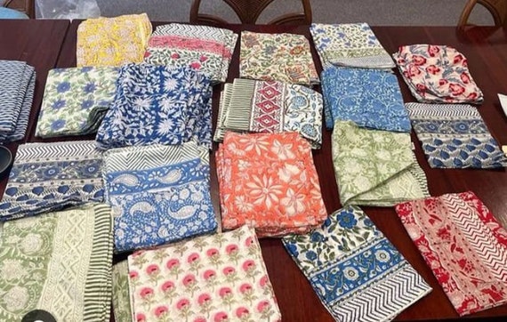 50 Pic Lot Indian Hand Block Print Scarves Cotton… - image 3
