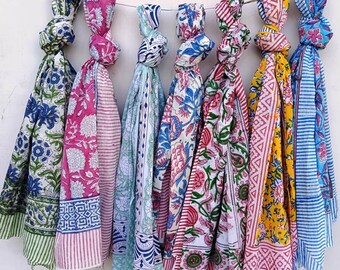 50 Pic Lot Indian Hand Block Print Scarves Cotton Stole Cotton Scarf Handmade Floral Print Scarf Mix And Match scarf,  Gift For Women