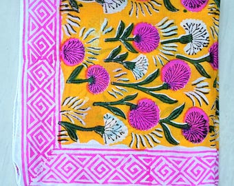 Organic Cotton Bandana Block Printed Bandana Scarf Neckerchief Cotton Neck Scarf High-Quality, Winter Scarf, Unique Design, Boho Bandana