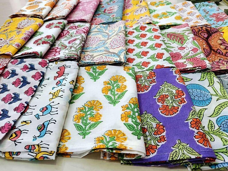 100 Pcs Hand Block Printed Napkin 100% Cotton Napkins Eco/Earth Friendly Reusable Napkins Reusable Table Cloth Boho Wholesale Lot Of Napkins image 16
