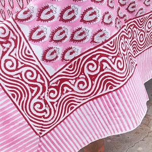 Indian Block Print Tablecloth Square/Rectangle/Round Custom Table Cover With Napkins Cotton Handmade Decor Table Boho Design Table Cover