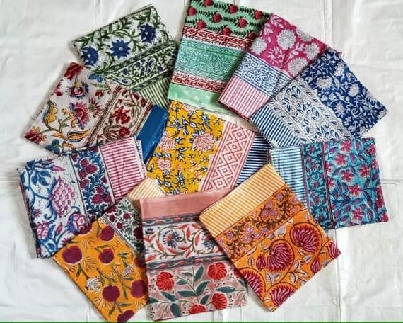50 Pic Lot Indian Hand Block Print Scarves Cotton… - image 9