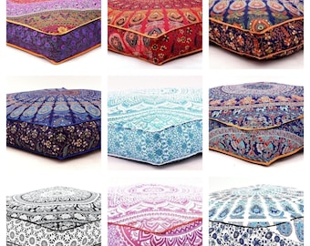 Meditationskissen, großes Kissen Boho Kissen Runde Pouf Indian Mandala Bodenkissen Runde Boden Sitzkissen Kissenbezug Raum HomeDecor