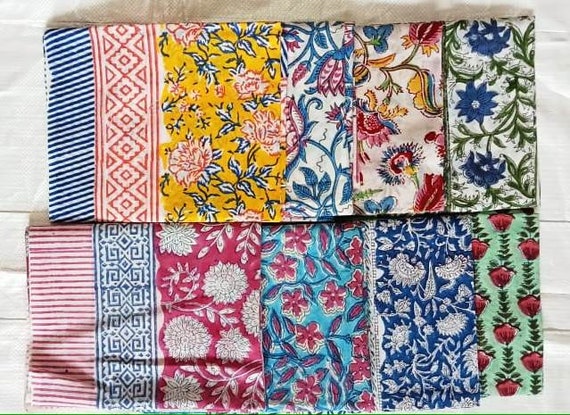 50 Pic Lot Indian Hand Block Print Scarves Cotton… - image 10