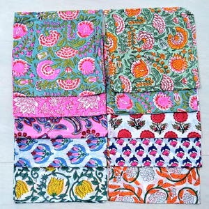 Colorful Block print Handkerchief Bohemian Style Floral Hankie Cotton Zero Waste Washable Handmade Wedding Handkerchiefs,Gift For Her