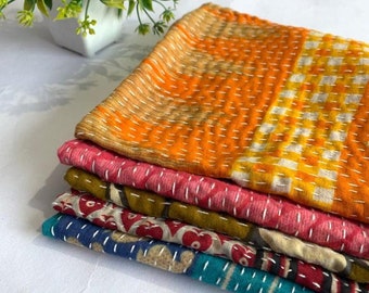 Cloth Cotton Kantha  Napkins, Set of 6 Different Prints / Boho Table Setting / Bohemian Decor / Wholesale Lot Of Napkins Set