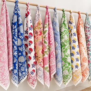 Set Of 10 Organic Cotton Bandana Block Printed Bandana Scarf Neckerchief Fabric Neck Scarfs
