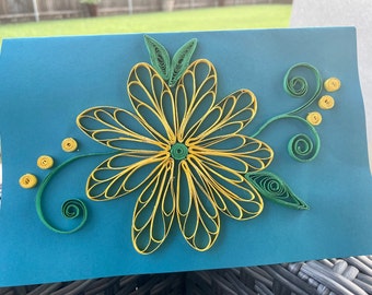 Handmade Quilled Paper Flower Greeting Card. A Unique and Special Gift.