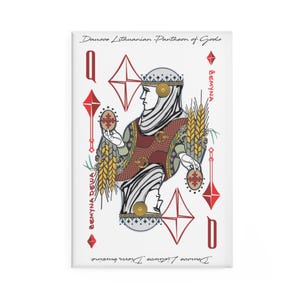 Zemyna Botão Ímã de Geladeira Retângulo Dausos Coleção de Cartas de Baralho Personalizadas Lituanas de Divindades Antigas Mitos Ilustrados para Presentes