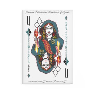 Gabija Botão Ímã de Geladeira Retângulo Dausos Coleção de Cartas de Baralho Personalizadas Lituanas de Divindades Antigas Mitos Ilustrados para Presentes