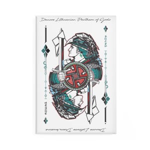 Kovas Botão Ímã de Geladeira Retângulo Dausos Coleção de Cartas de Baralho Personalizadas Lituanas de Divindades Antigas Mitos Ilustrados para Presentes