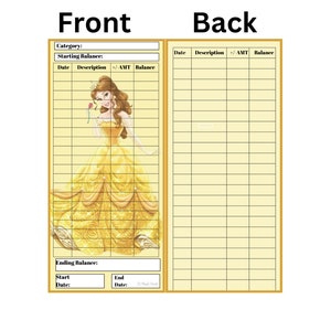 Feuilles budgétaires plastifiées Princess | Feuilles budgétaires recto-verso | Enveloppes pour billets