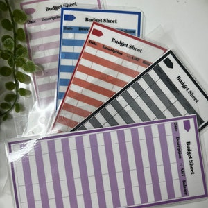 Feuilles budgétaires plastifiées recto-verso |Enveloppes budgétaires Feuilles budgétaires|Traqueur de trésorerie|Feuilles budgétaires réutilisables