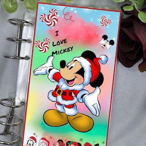 A6  Xmas Mickey  Savings 12 Section Savings Envelope Booklet|Reusable savings binder|Section savings Binder|