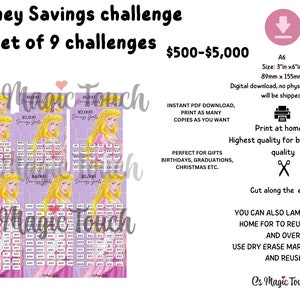 Money Savings Challenge Ariel Printable Challenges|Digital Download| Savings Challenge