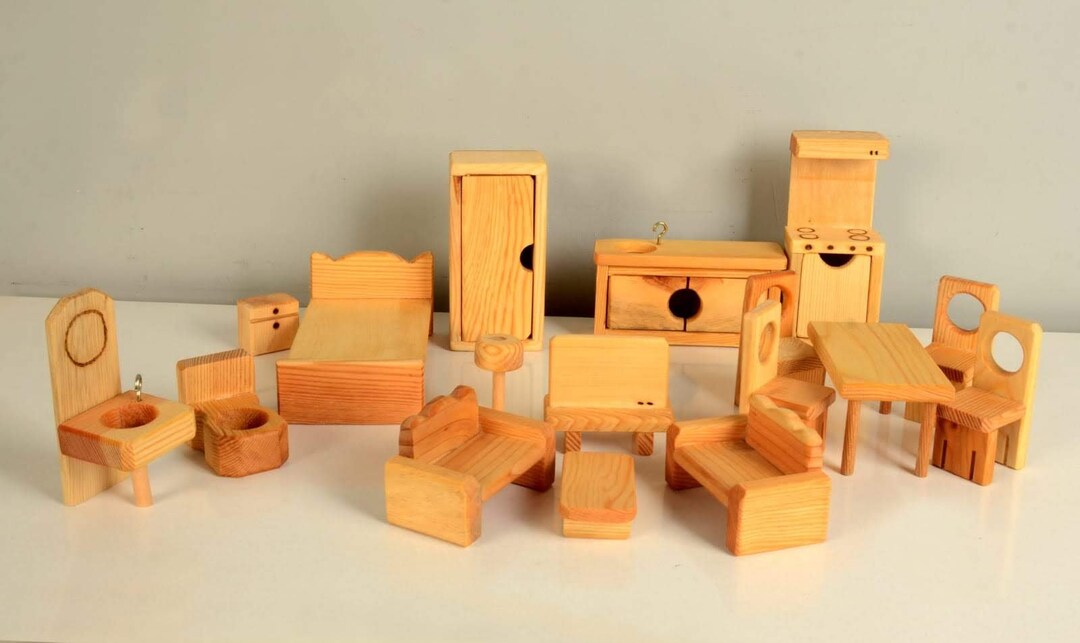 Dollhouse Furniture 17pcs Set Wooden Dollhouse Miniatures Dollhouse