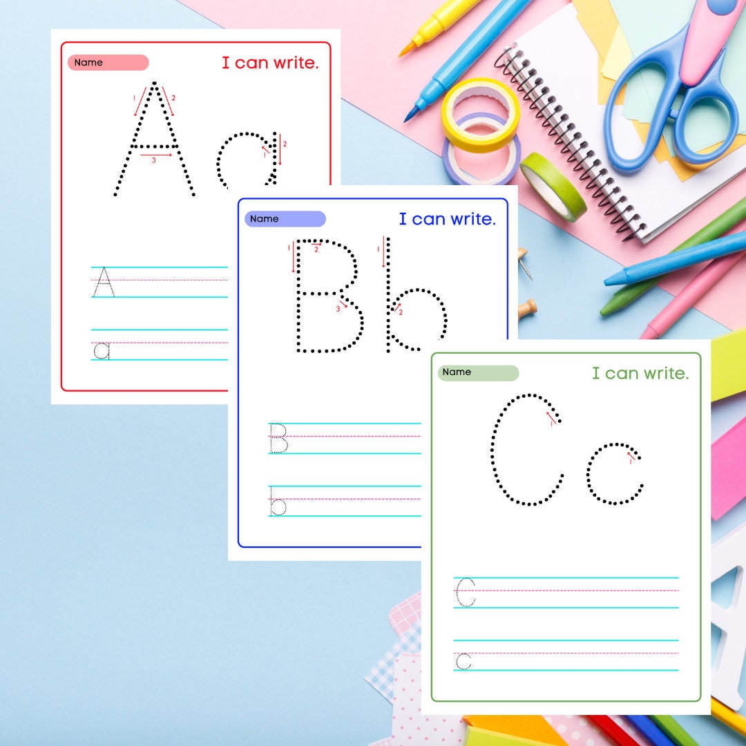 ABC Tracing Pages Printable Alphabet Trace Worksheets Pages | Etsy