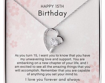 15th birthday gift to my daughter, 15th birthday girl, Happy 15th birthday, Fifteenth Birthday Necklace, gift for 15 years old girl gifts