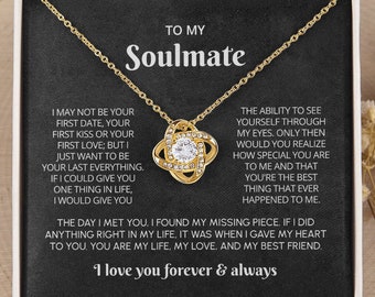 To My Soulmate Gold Necklace Gift, Anniversary Gift For Her, Wife Soulmate Gift