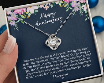 Anniversary Gift For Her, Wedding Anniversary Necklace gift for Wife, Happy Anniversary Girlfriend Jewelry Present