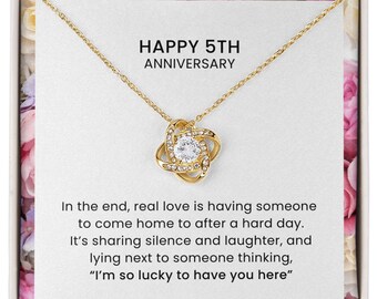 5th Anniversary Necklace Gift for Wife, 5 Year Wedding Anniversary Jewelry for her, Relationship Milestone, Romantic Fifth Anniv Keepsake