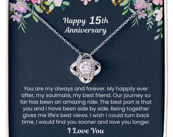 15th Anniversary Gift for Wife – Love Message Necklace, Romantic Jewelry for Her, Elegant Keepsake