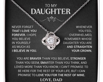 To My Daughter Necklace Gift from Dad – Meaningful Message Card – Birthday, Graduation, or Christmas Jewelry Gift for Daughter