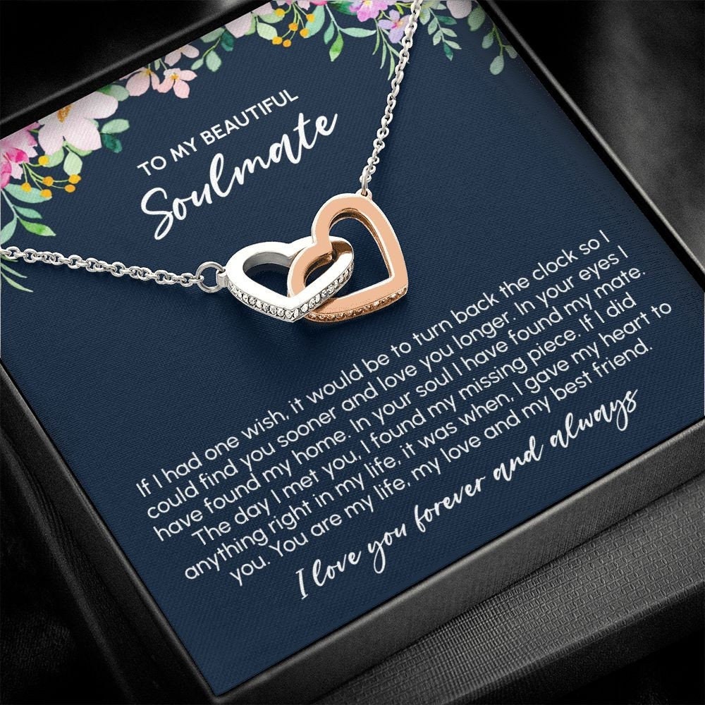 To My Soulmate Heart Pendant Necklace - 925 Silver With Cubic Zirconia For Wife Or Girlfriend