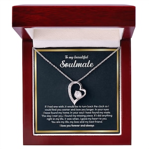 To My Beautiful Soulmate Necklace Gift Husband to Wife Gift From Boyfriend to Girlfriend Birthday gift for her 1st 2nd Anniversary Gifts