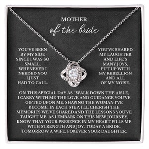 Mother of the bride gift from daughter, Mom Wedding gift, Mother of the Bride necklace gift from bride on wedding day