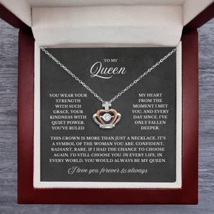 Collana "To My Queen Crown", regalo romantico per lei con biglietto d'auguri, moglie, fidanzata, anniversario, compleanno, gioielli in argento sterling.