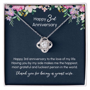 3 year wedding anniversary gift for wife, 3rd anniversary necklace gift for her