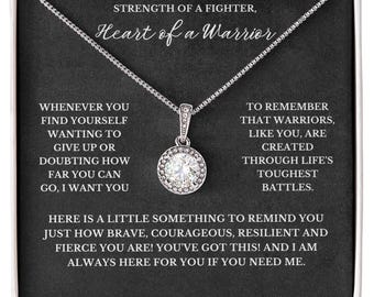 Warrior Gift For Her, Strong Woman Necklace, Strength of a Fighter Inspirational Gift, Strength Keepsake Jewelry, Words of Encouragement